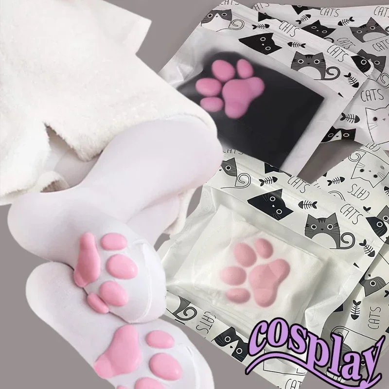 Cat Paw Socks Kawaii 3D Cat Claw Beanies Women Paw Stockings Lolita Cosplay Halloween Sleeves Cat-Paw Thigh High Long Socks