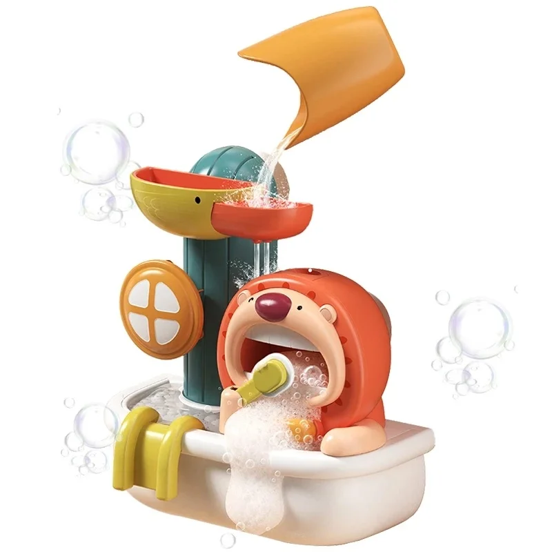 

Bubble Lion Baby Bath Toy Toddler Bath Bubble Pool Animal Blowing Waterwheel Water Spray Bathtub Shower Game Bathroom Kids Toys