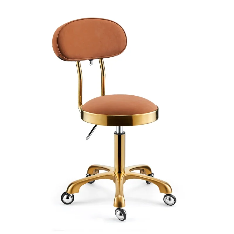 Round Leather Barber Chair, Manicure Chair in Beauty Salon, Shaving, Wheelchair Designer Chair, Swivel Chair