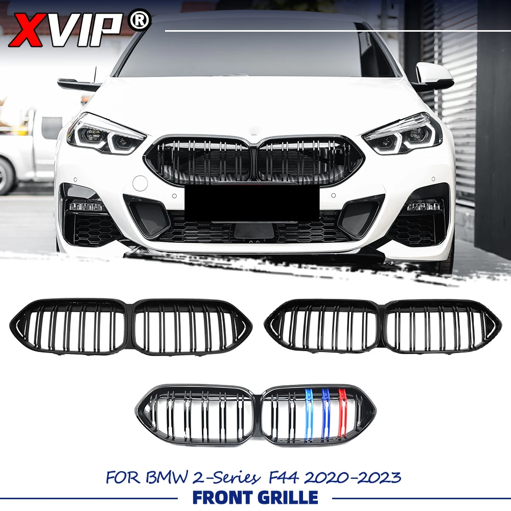 

XVIP Матово-черная решетка радиатора для BMW 2-й серии F44 2020-2023, передний бампер, гоночный стиль, двойная линия, глянцевая черная верхняя решетка