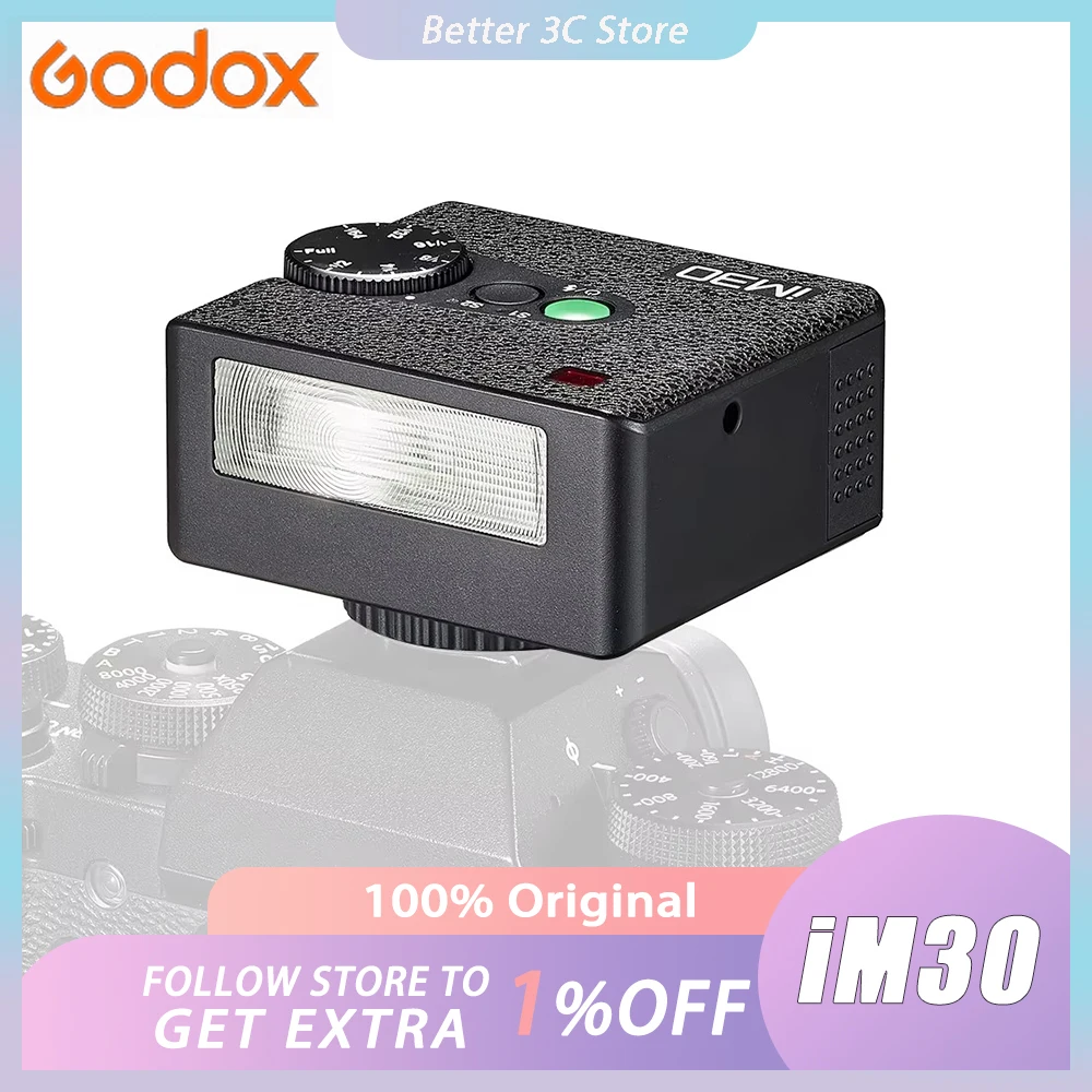 Godox iM30 Mini Flash Portable Manual Flash for Various Camera Models Output Levels 1/64 to Full Outdoor Custom Gift