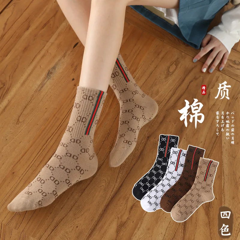 Spring and autumn new fashion brand female net red midtube women's socks all casual college style men's and women's cotton socks