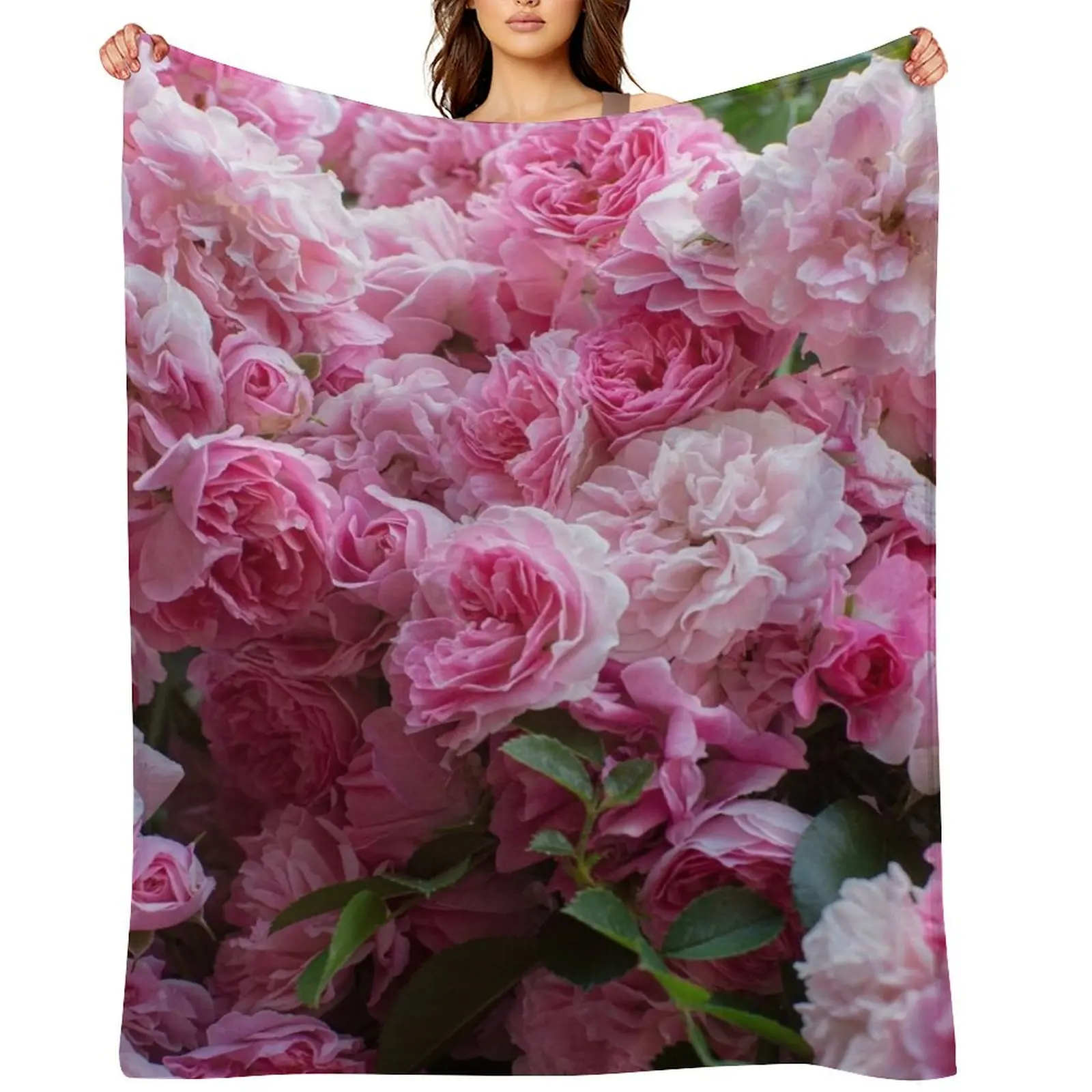 

Pink Peonies garden Throw Blanket Comforter Large Designers Bed covers Blankets
