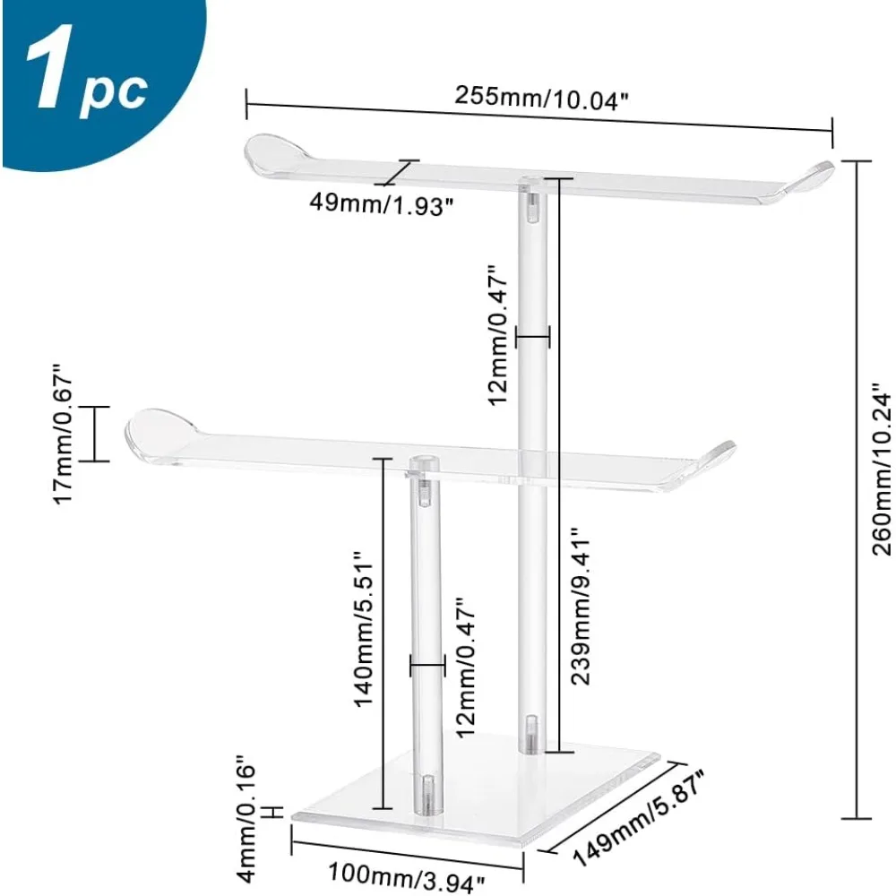 2 Tier Acrylic Headband Holder T Shape Clear Hair Ties Holder Organize Headband Display Stand Scrunchie Holder Hair Accessories