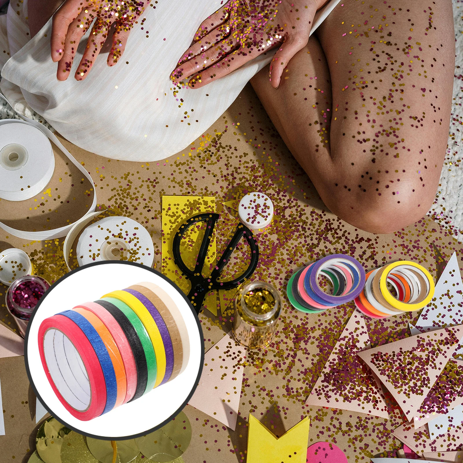 

10 Rolls Masking Tape Bulk Bright Color Multipurpose Painting Tape for DIY Crafts Home Artists Painters Automotive Car Vehicle