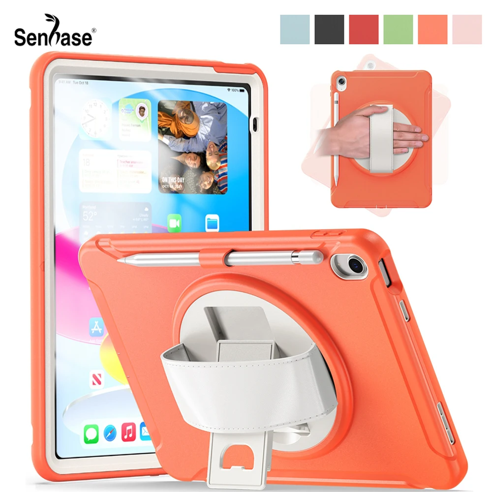 

Kids Safe Shockproof PC + TPU Combo Hand Strap Stand Cover For Apple iPad 10th Gen 2022 10.9 inch A2696 A2757 A2777 Case