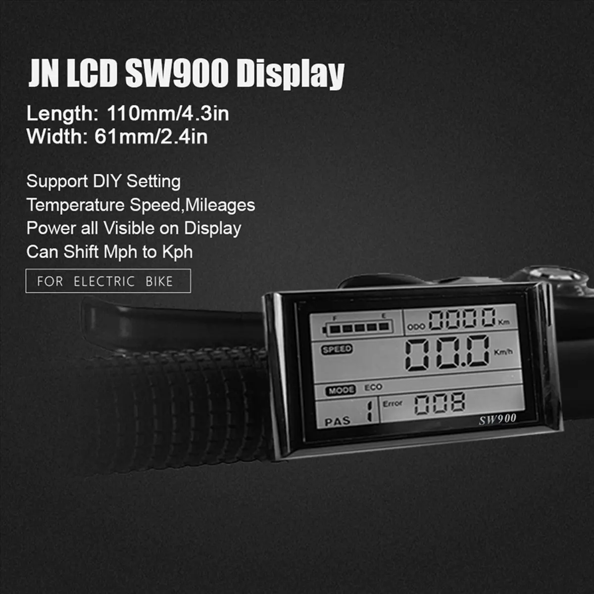 

[AD12] 2X Ebike SW900 LCD Display Control Electric Bicycle Speed Meter Waterproof Plug Record Instrument Control/Setting 24-72V