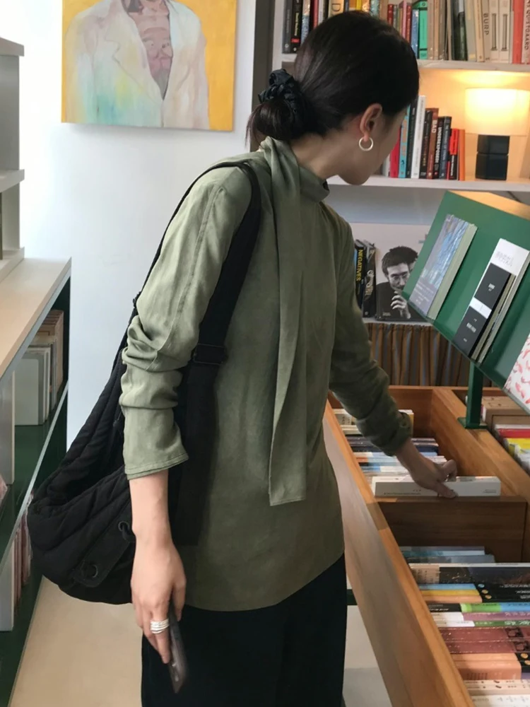 Coreano sle longo sve veludo floing irt feminino outono inverno design f gola alta com cinto camada base superior interno