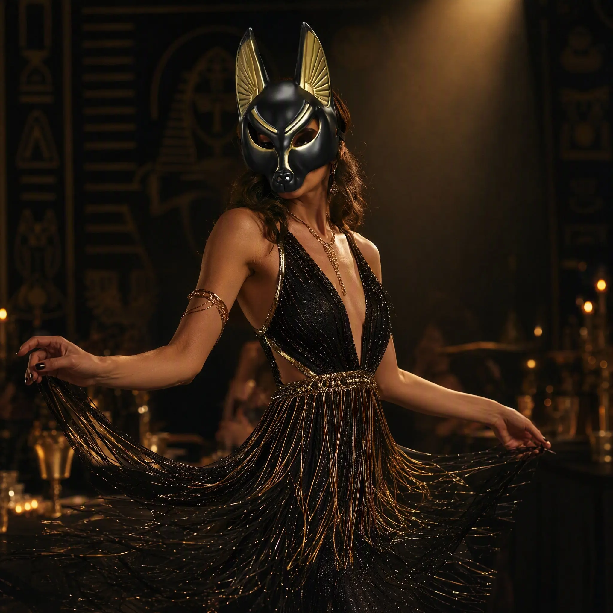 3Pcs Egyptian Anubis Mask Realistic Cosplay Halloween Costume Party Dress-Up Masquerade Plastic Mask for Adults