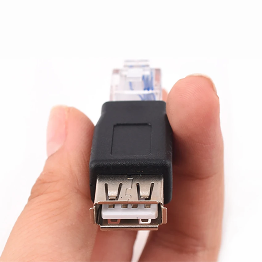 

3pc USB Female To RJ45 Crystal Male Ethernet Network Telephone Line Phone Connector Adapter Communication Fax Machine
