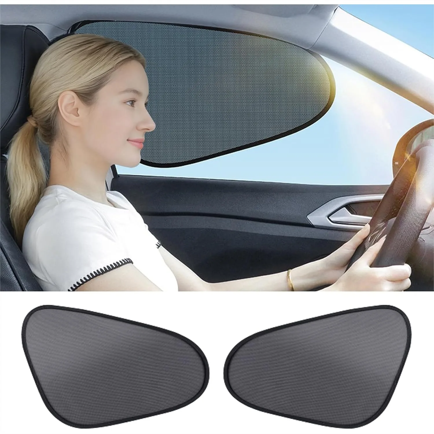 

2-Pack Car Window Shades - Mesh Static Adsorption Side Window Sunshade for Universal Fit 99% Vehicles, Foldable