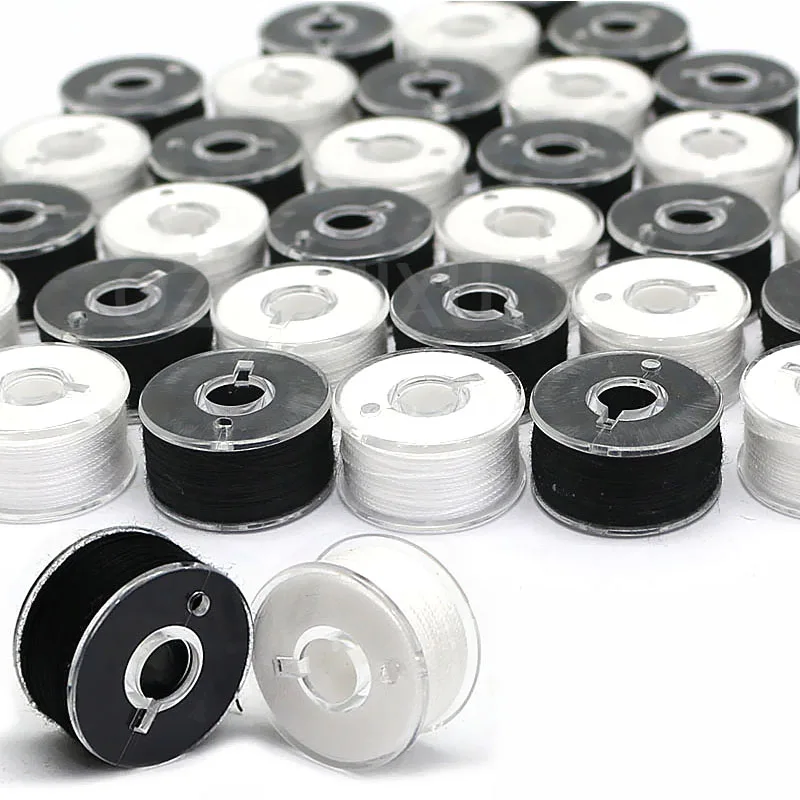 10/20/30/40 Pcs Black White Sewing Machine Bobbins Spool With Thread For Home Embroidery Machine DIY Sewing Accessories Tools