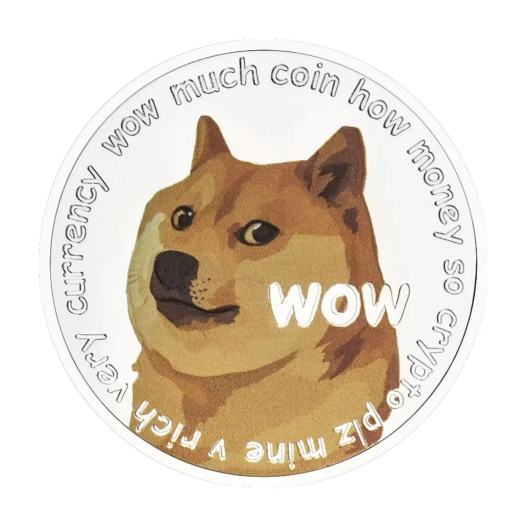 هدية مقتنيات عملات تذكارية مطلية بالذهب والفضة بنمط WOW Dogecoin إلى القمر