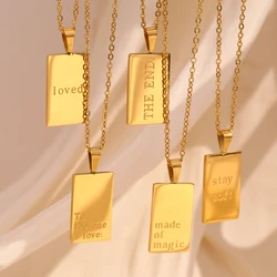 E.B.belle Meaningful Letters darling loved Rectangular Pendant necklace Hypoallergenic stainless steel jewelry Gifts for women
