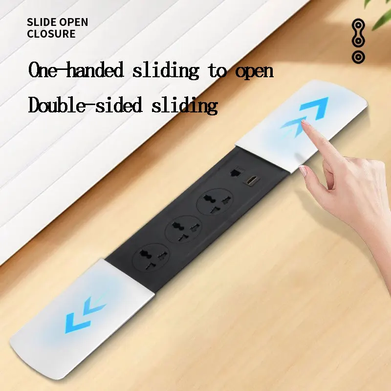 Embedded Multi-Function Power Socket Desktop Hidden Plug Sliding Cover Socket With USB Type-c Charging Desktop Cable Box Cover