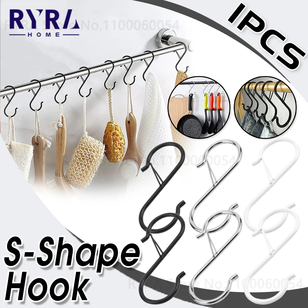 2/5/10PCS Stainless Steel S Shaped Hooks Clothing Hanger Clasp Holder Kitchen Bathroom Storage Multi-function Metal Hanging Tool