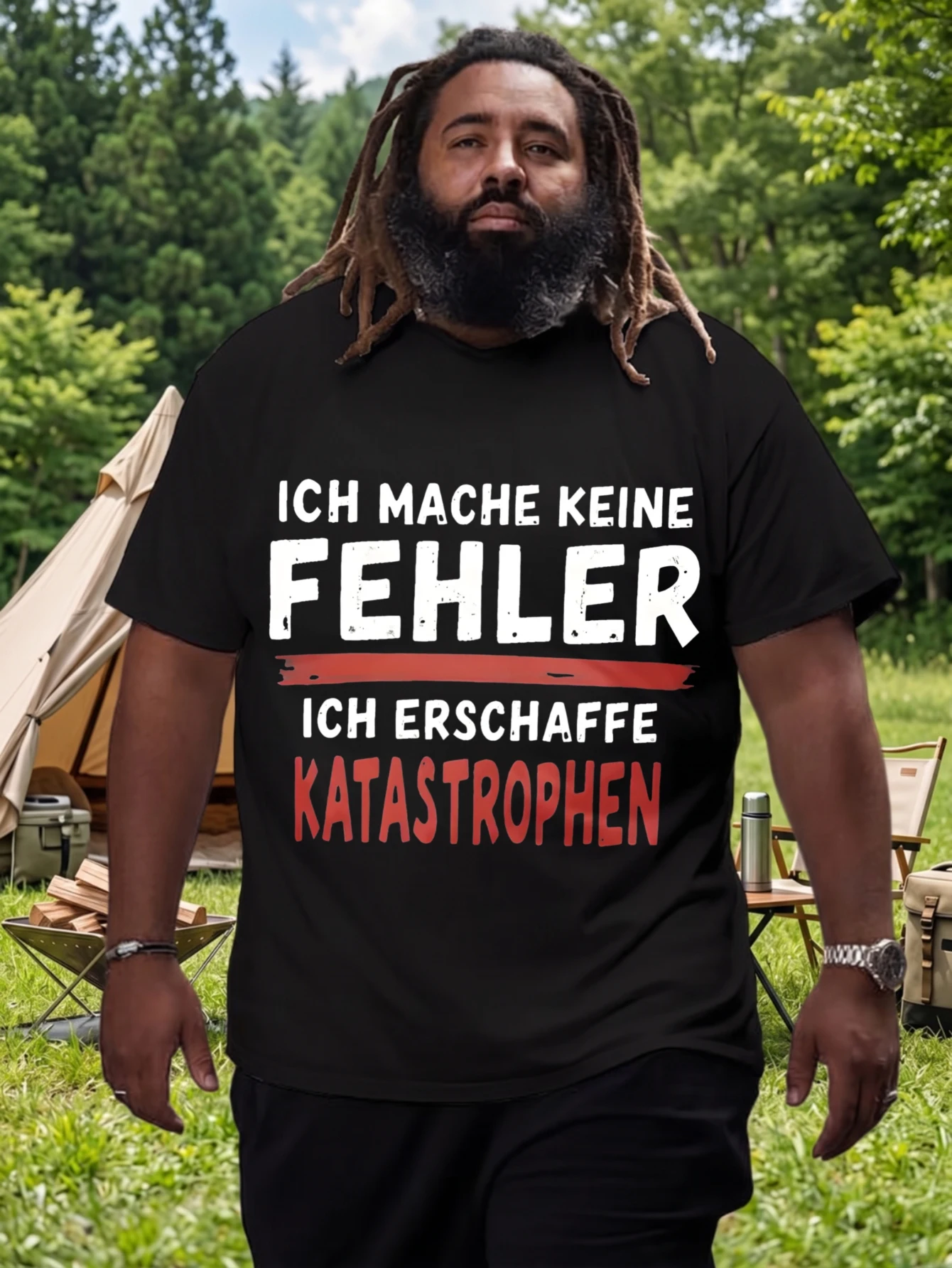 1 Stück 100% Baumwolle Unisex T-Shirt mit Aufdruck „Ich Mache Keine Fehler Ich Erschaffe Katastrophen“, O-Ausschnitt, kurze Ärmel, Übergröße, bequeme Freizeitkleidung, maschinenwaschbar.