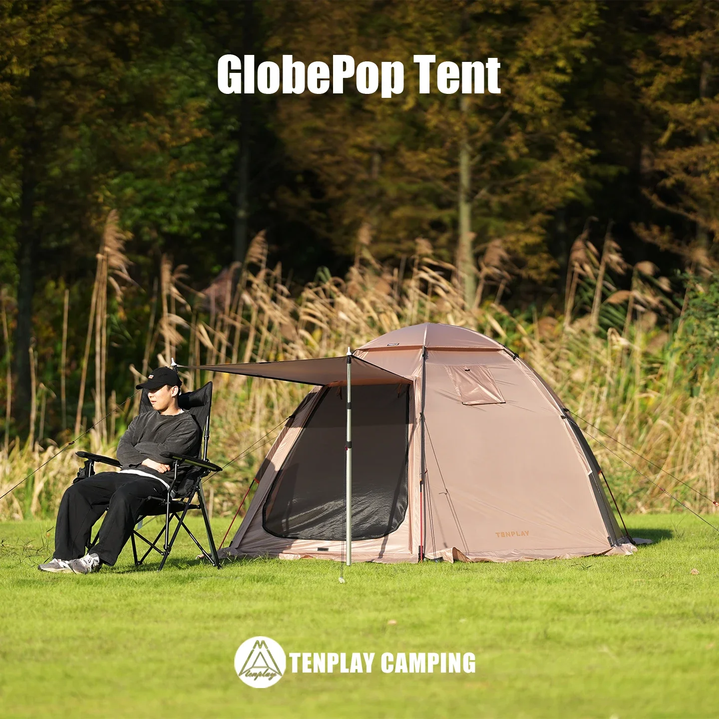 Tienda de campaña TENPLAY GlobePop, tienda de campaña individual con gato para estufa, tienda de campaña impermeable de 5000mm con interior de malla para Glamping Bushcraft