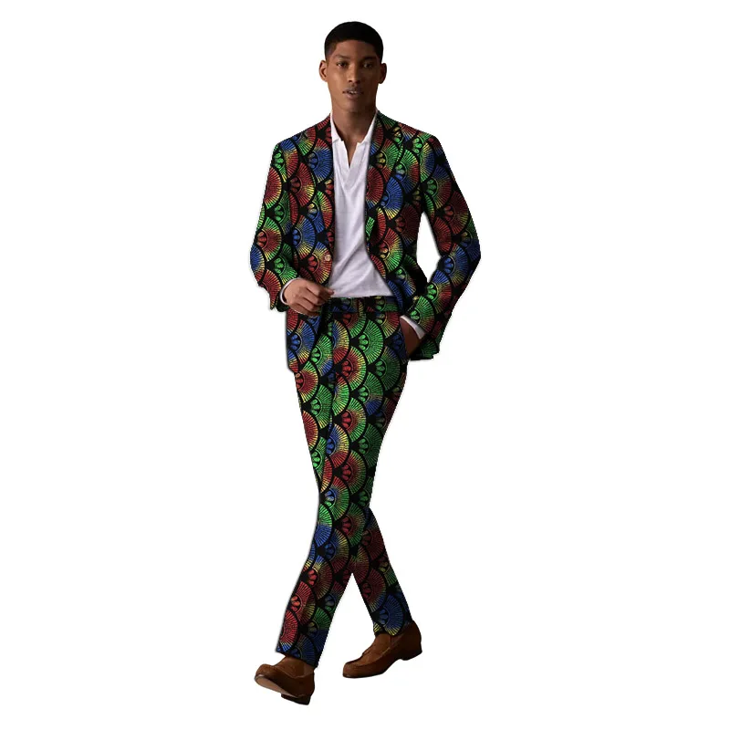 بدلات رجالية بتصميم أصلي + بنطلونات ملونة مطبوعة ملابس أفريقية لملابس حفلات الزفاف الذكور