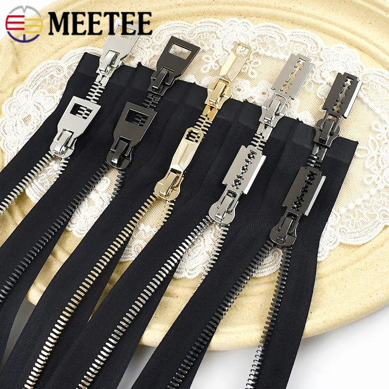 Meetee 1Pc 85/100/120cm 10# Metal Zipper Double Open Two-way Large Zippers for Down Jacket Coat Sewing Zips DIY Repair Kits Zip