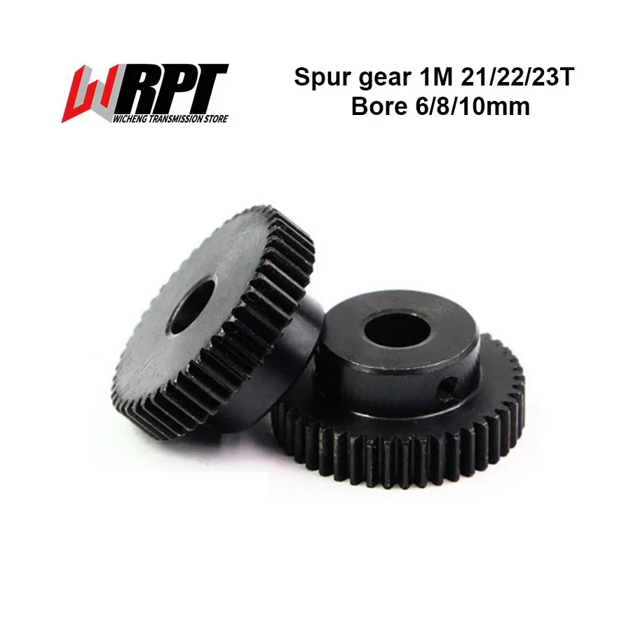Spur Gear 1Piece 1M21T 22T 23T Bore 6/8/10mm 1 Mod 21/22/23 Teeth Motor Gear 45# Steel Reduction Gears Transmission Parts