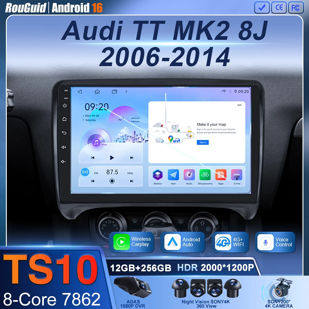 

Для Audi TT MK2 8J 2006 2007-2014 Автомобильный радиоприемник Видео Мультимедийный плеер Android Сенсорный экран Аудио DSP Стерео Wi-Fi GPS Навигация