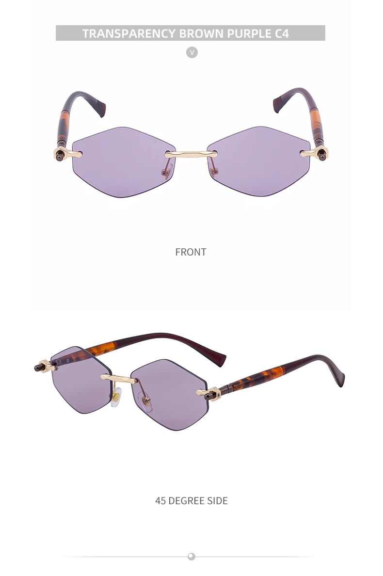 Randlose Polygon-Sonnenbrille für Damen 2026 Luxusmarke Mode Retro Sonnenbrillen Punk Sechseckige Brillen für Damen UV400 Outdoor-Sonnenbrillen – Detail 21