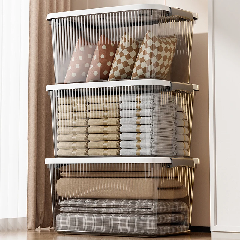 Storage box with lid, suitable for organizing craft and sewing supplies; a small-sized fabric storage basket for home use.