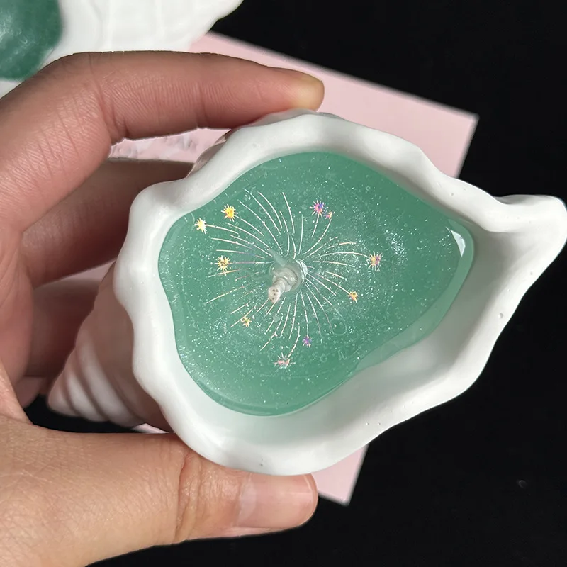 شمعة معطرة على شكل محارة البحر، عطر إبداعي وجوي، شمع جيلي، شمعة مصنوعة يدويًا على شكل صدفة نجم البحر #3