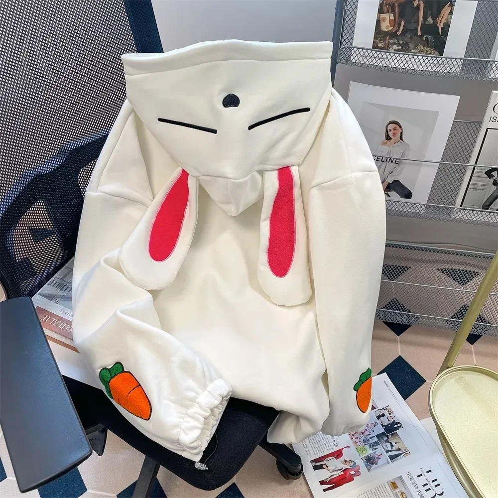 

Мужская толстовка оверсайз с капюшоном «кроличьи ушки» 300 Pou, модный дизайн в стиле Ins, повседневная верхняя одежда для отдыха