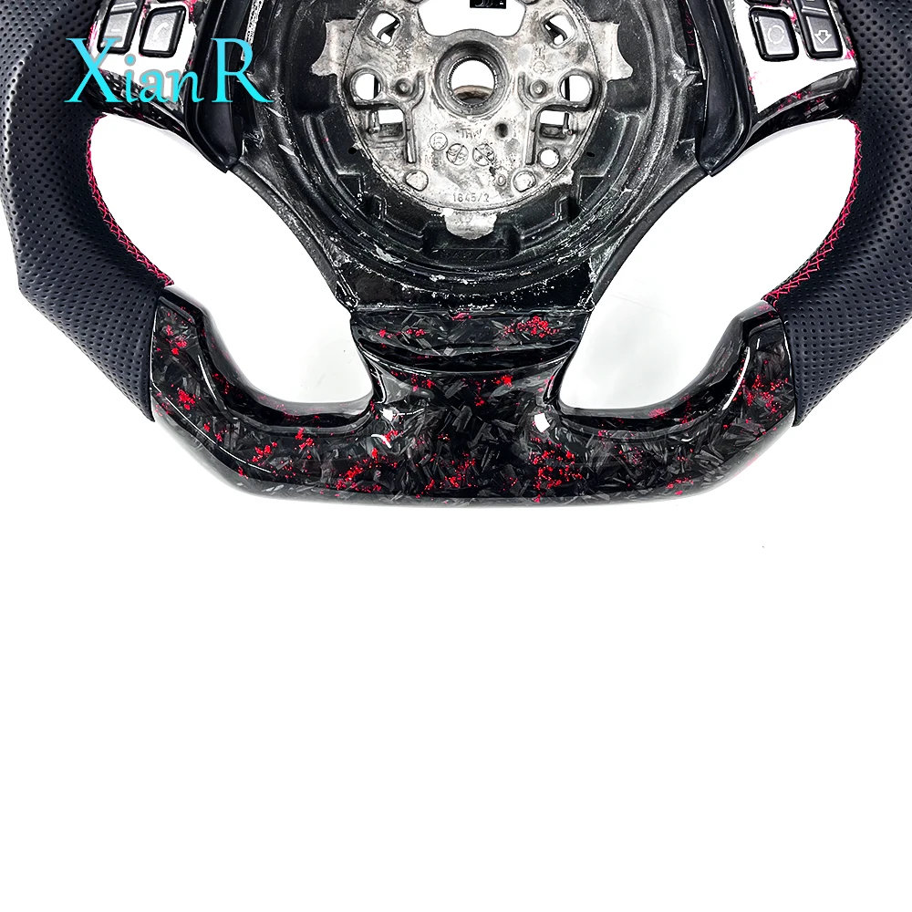 Red Forged Carbon Fiber Racing Steering Wheel Black Perforated Leather for BMW E90 E91 E92 E93 E60 E70 view 3