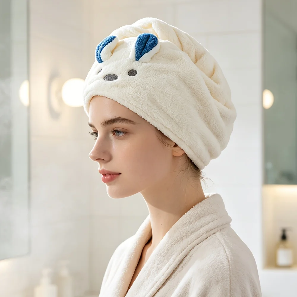 1 Piece of New Cute Koala Hair Drying Towel, Extra Large and Thick, Super Soft and Highly Absorbent, for Washing and Drying Hair