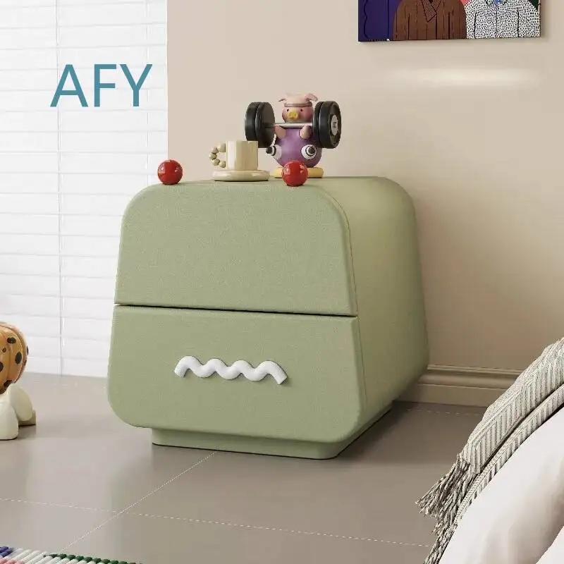 Children Nightstand for Girls Boys Solid Wood Bedroom Floor Storage Cabinet Living Room Small Side Dopamine Cabinet for Kids