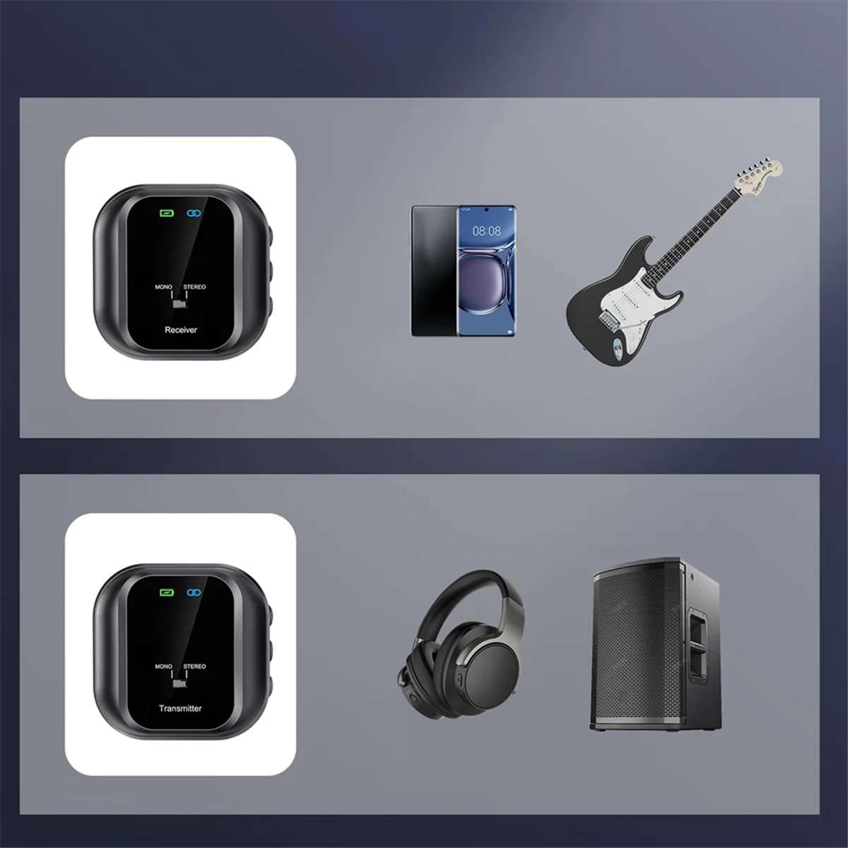 Sistem Monitor Earphone UHF Nirkabel yang Andal Pemancar & Penerima Isi Ulang untuk Studio, Latihan Band, Pertunjukan Langsung