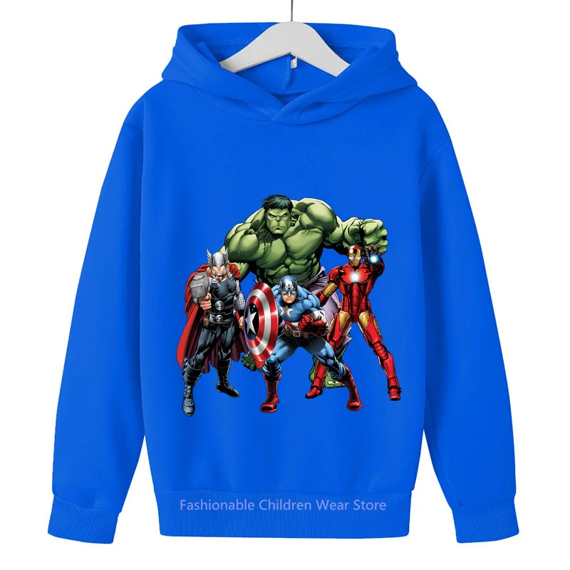 New Marvel Avengers Cartoon Design Children's Hoodie with Hood - Fashionable & Cozy for Boys & Girls' Leisure