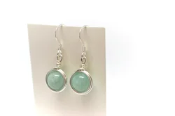 Dainty Amazonite Dangle Earrings, Wire Wrapped Natural Gemstone Earrings, Womens Gemstone Jewellery, Simple Minimalist Style