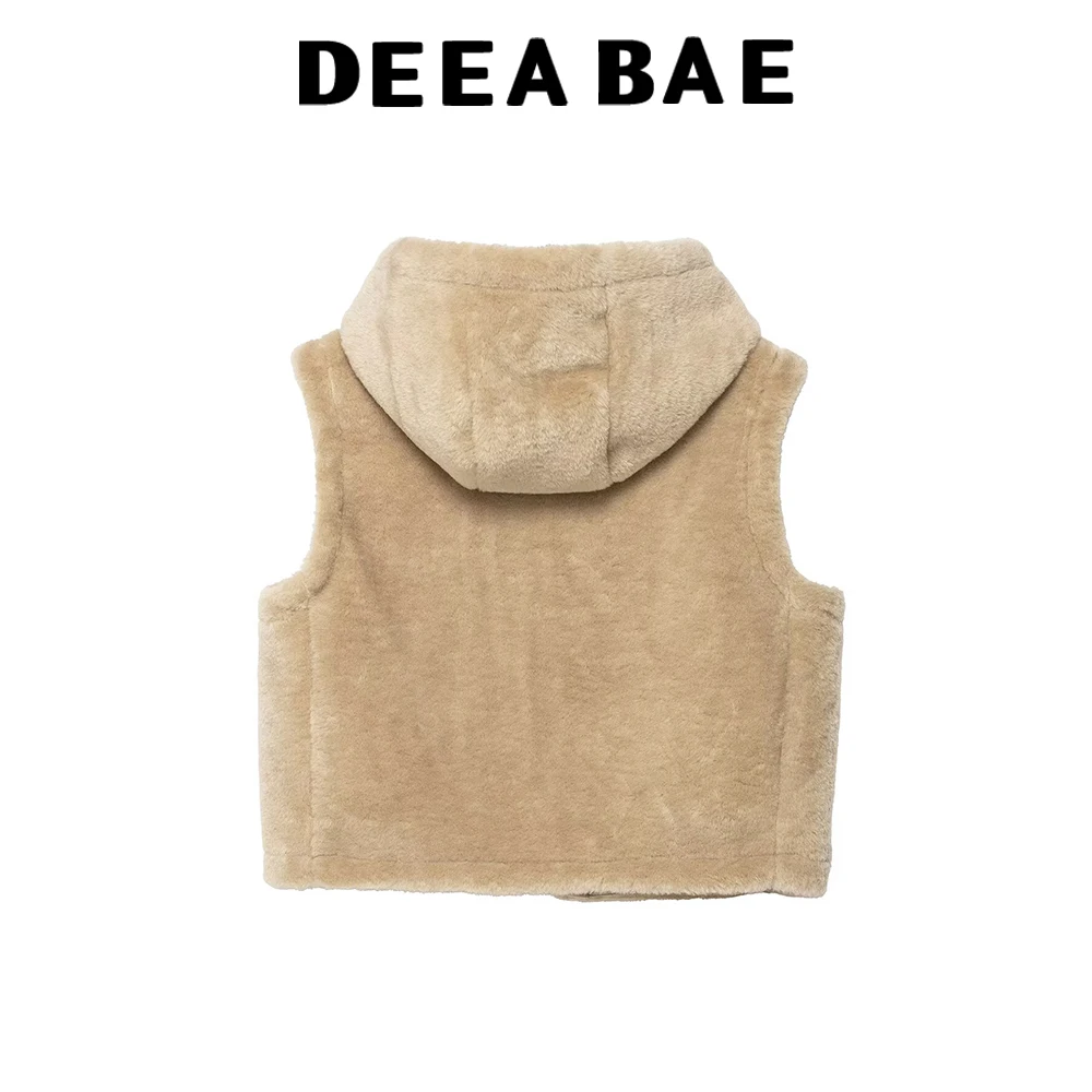 DEEABAE الخريف منتج جديد المرأة قصيرة مقنعين حبل مشبك الديكور الصوف سترة الفراء سترة