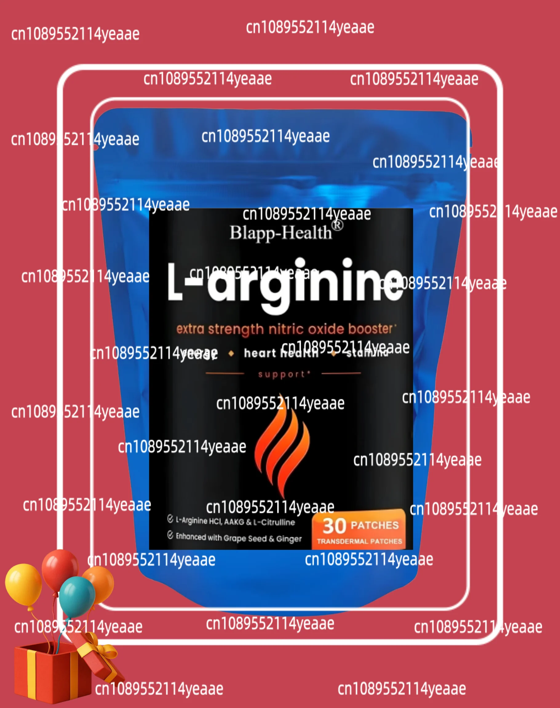 30 Patches L Arginine Transdermal Patches Enhanced With Grape Seed & Ginger Energy, Blood Flow, Heart & Stamina