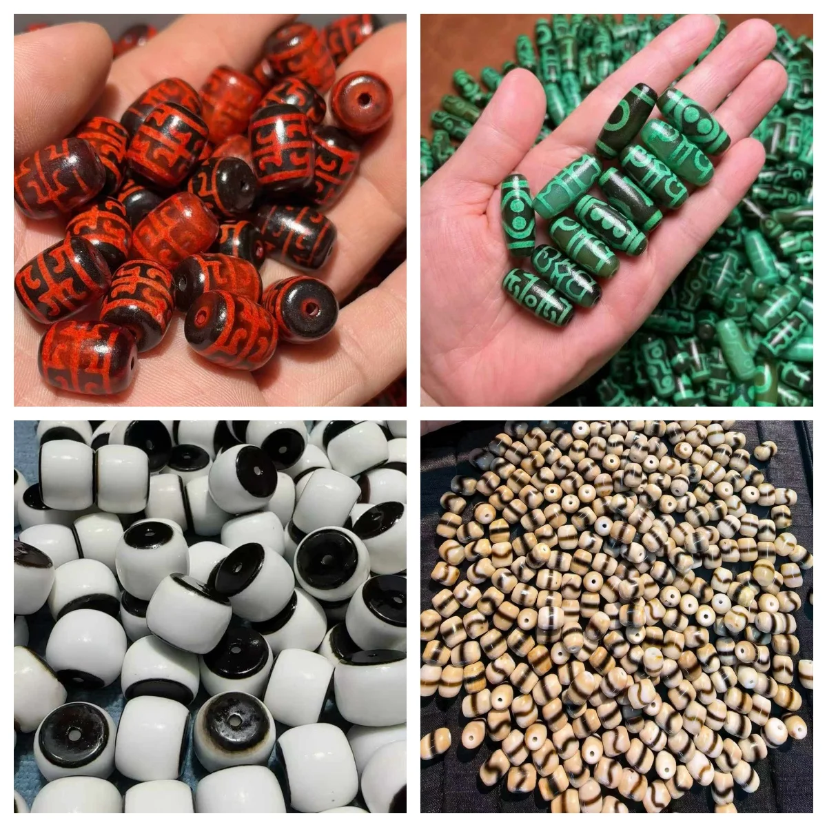 100pcs/lot Dzi Beads Factory Wholesale Natural Agate Dzi Chip Bead Barrel Bead Daluo Bead Complete Patterns Great Value diy Taki