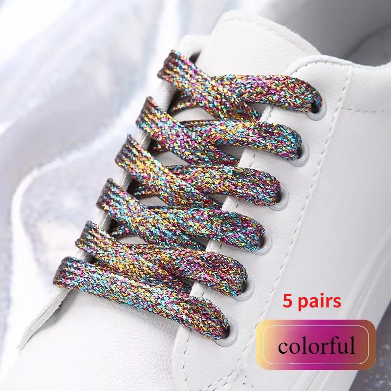 19 kleuren glanzend goud en zilver kleurrijke heldere schoenveters 100-140 cm sneakers schoenveters laarzen veters regenboog schoenveters string