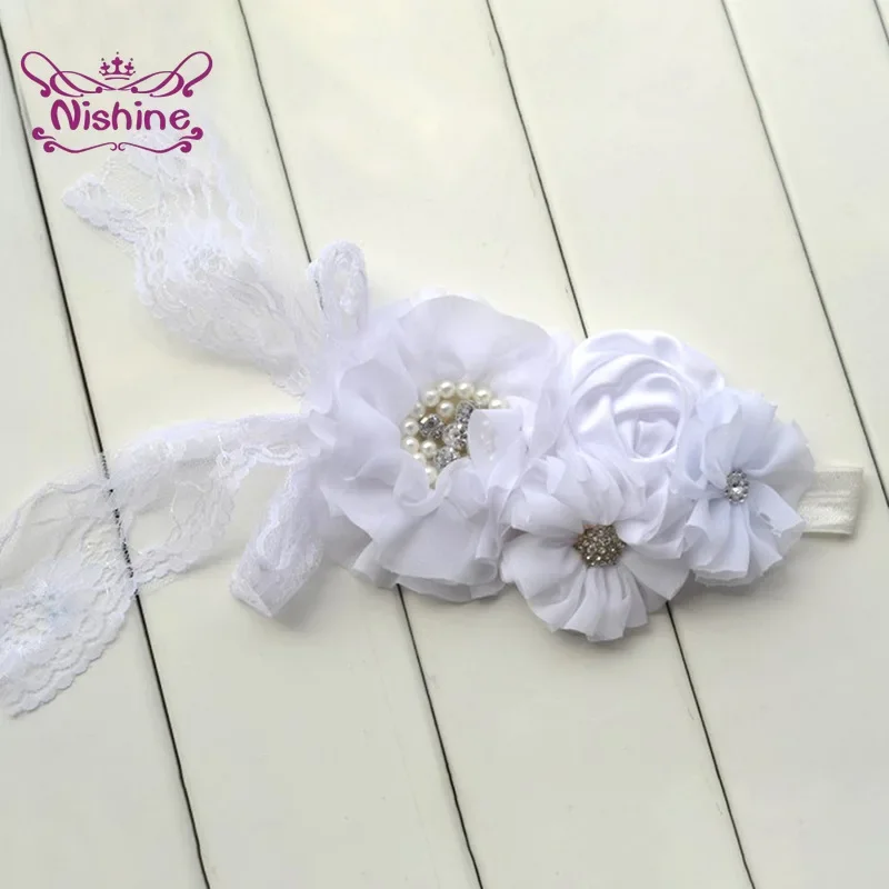 1PCS Lace Children Headband Baby Girls Pearl Flower Hair Accessories Headwear Newborn Floral Turban Kids Birthday Gifts