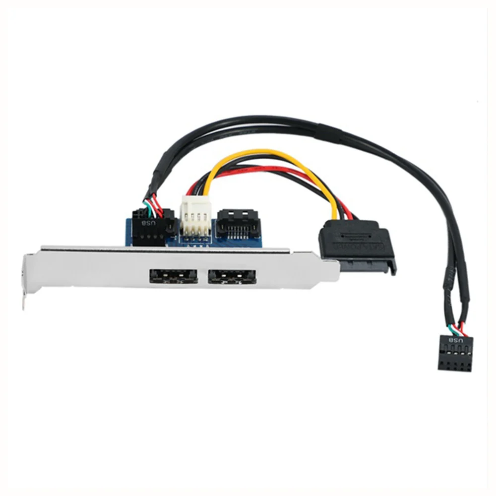 데스크탑 컴퓨터 듀얼 포트 SATA-전원 ESATAp 9 핀-USB 2.0 변환기 확장 후면 브래킷 카드