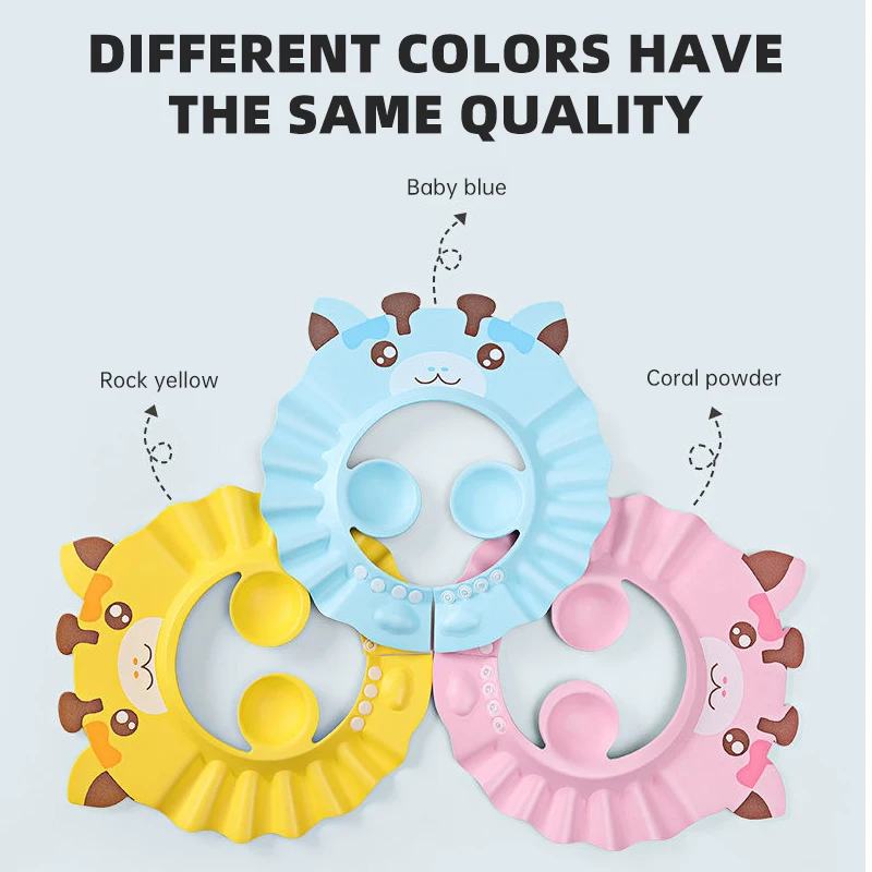 Baby Shampoo Eye Protection Ear Protection Silicone Shampoo Cap Cartoon Fawn Print Baby Shower Cap Waterproof Bath Shampoo Cap