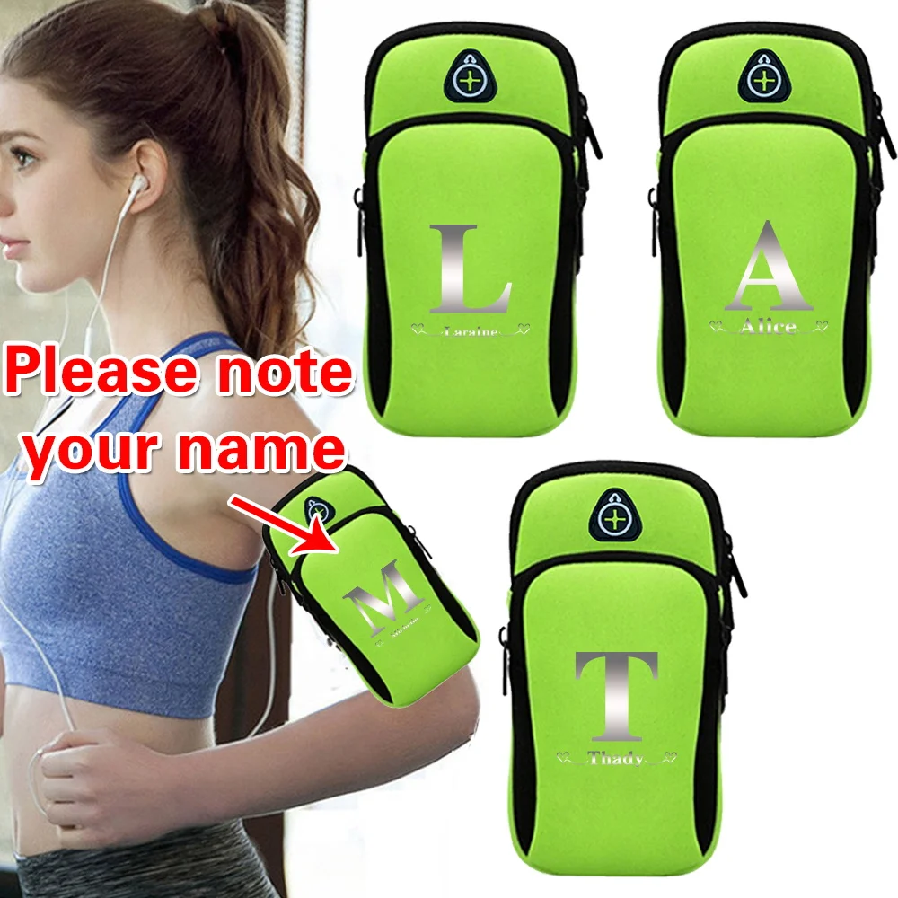 

Персонализированная сумка на руку для бега с индивидуальным именем, портативная сумка для бега на открытом воздухе для фитнеса, простая сумка на руку для хранения мобильного телефона, сумки на руку