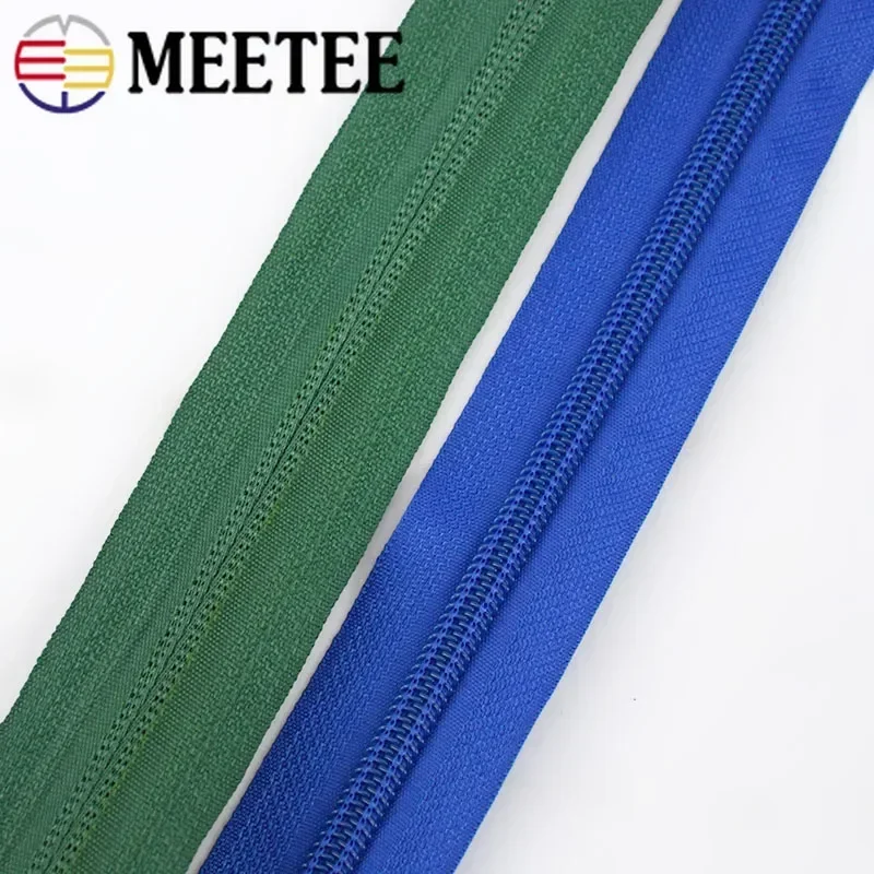 Meetee 5# 5/10Meters Nylon Zipper +Pull Sliders for Home Textile Clothing Luggage Bags Quilt Cover Zip Sewing Accessories AP672