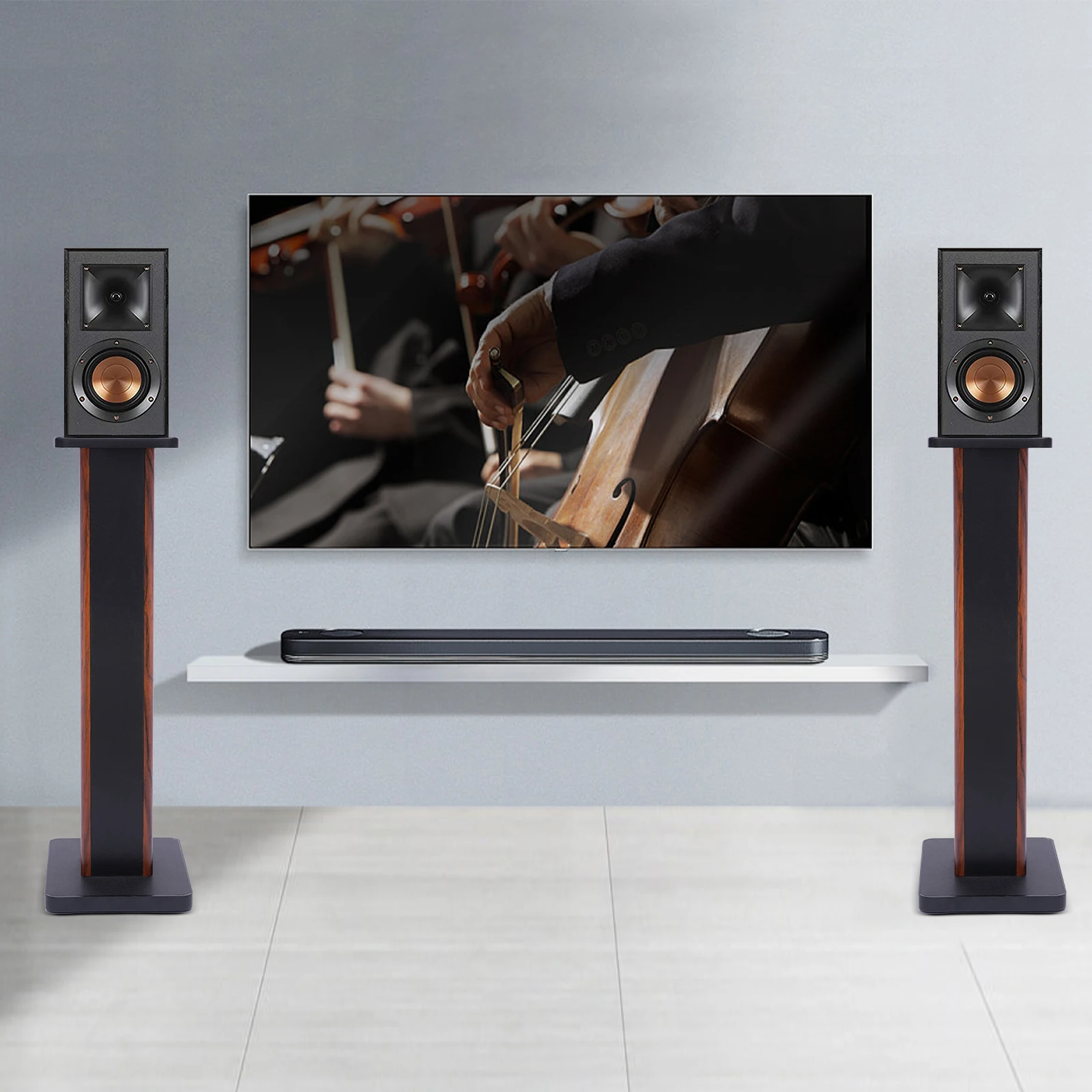 Dalbergia MDF المواد 70 سنتيمتر عالية قوس الصوت للصدمات المرجحة رف الكتب إطار مكبر الصوت قاعدة دعم الإطار