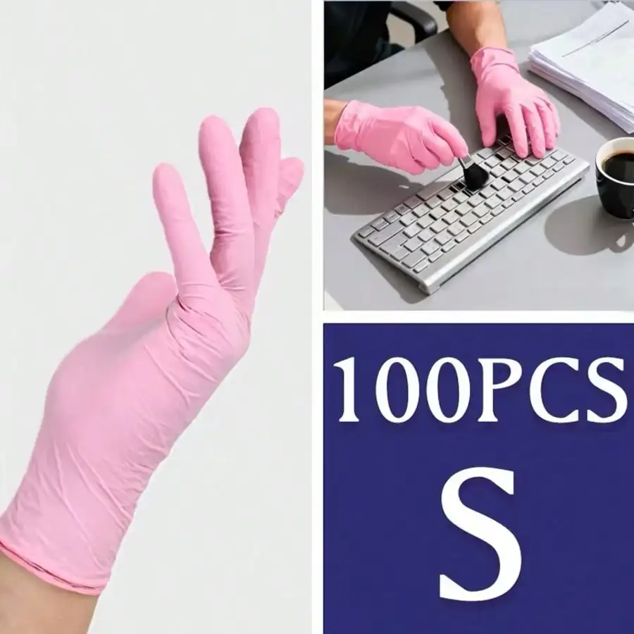 10/20/50/100pcs Powder-Free Disposable Gloves, Black/Pink Nitrile Gloves With Excellent Elasticity - For Food Handling, Nail Care, Washing Dishes And Household Cleaning