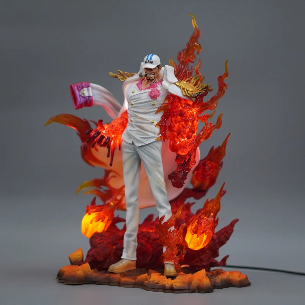 

34cm One Piece Red Dog Sakazuki Light-Up Action Figures Navy Admiral Resin Statue Collectible Anime Model Toy Desk Ornament Gift