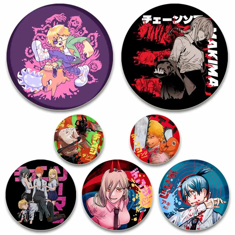 Broche esmaltado con iconos de Anime para hombre, insignia de motosierra, Makima Pochita, broche hecho a mano para ropa, alfileres de solapa, regalo de joyería para mochila