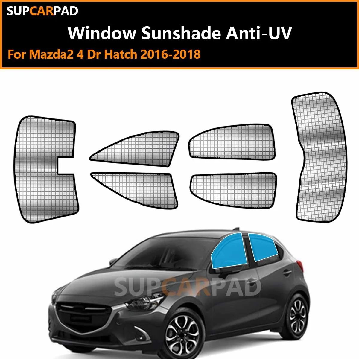 

For Mazda2 4 Dr Hatch 2016-2018 Custom Car Window Sunshade Anti-UV Car Sun Window Visors Sunshade Covers Accessories